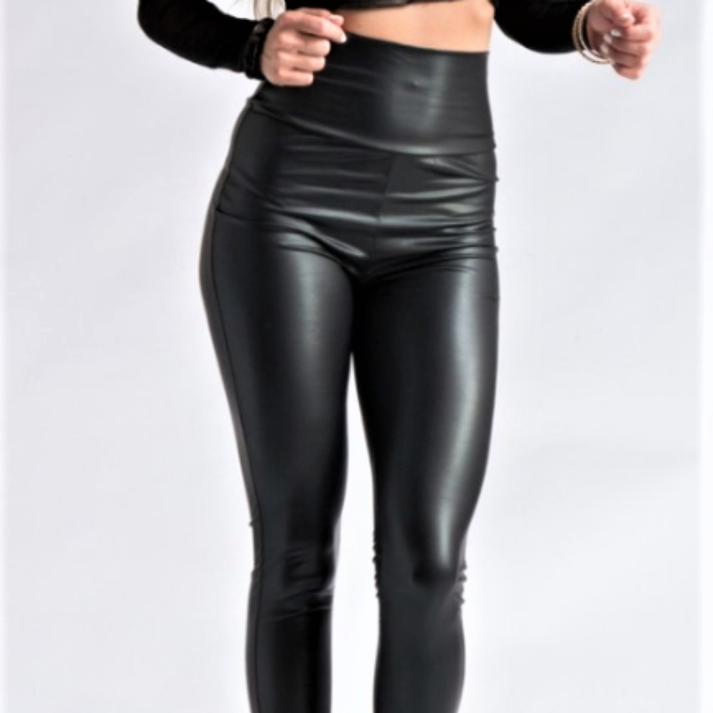 Faux Leather High - Waisted Leggings